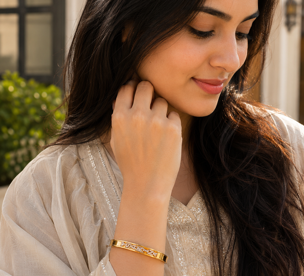 18K Gold Plated Personalised Bangle