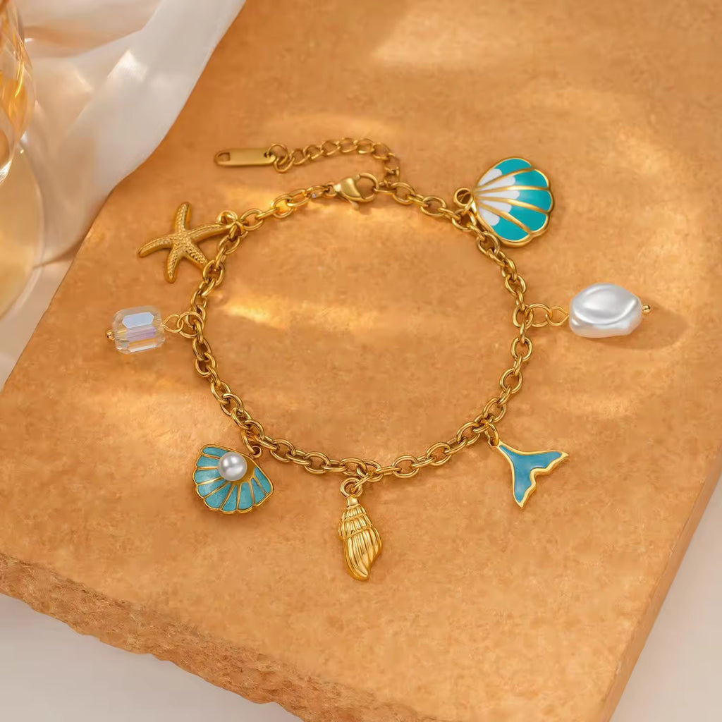 Ocean Pearl Charm Bracelet