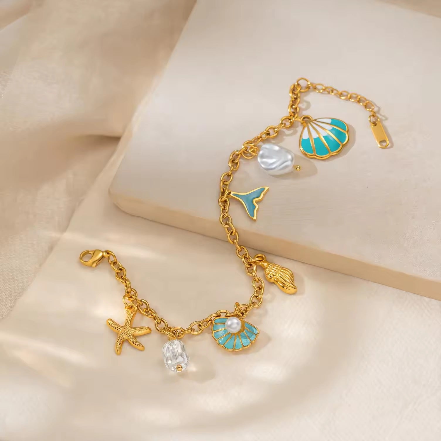Ocean Pearl Charm Bracelet