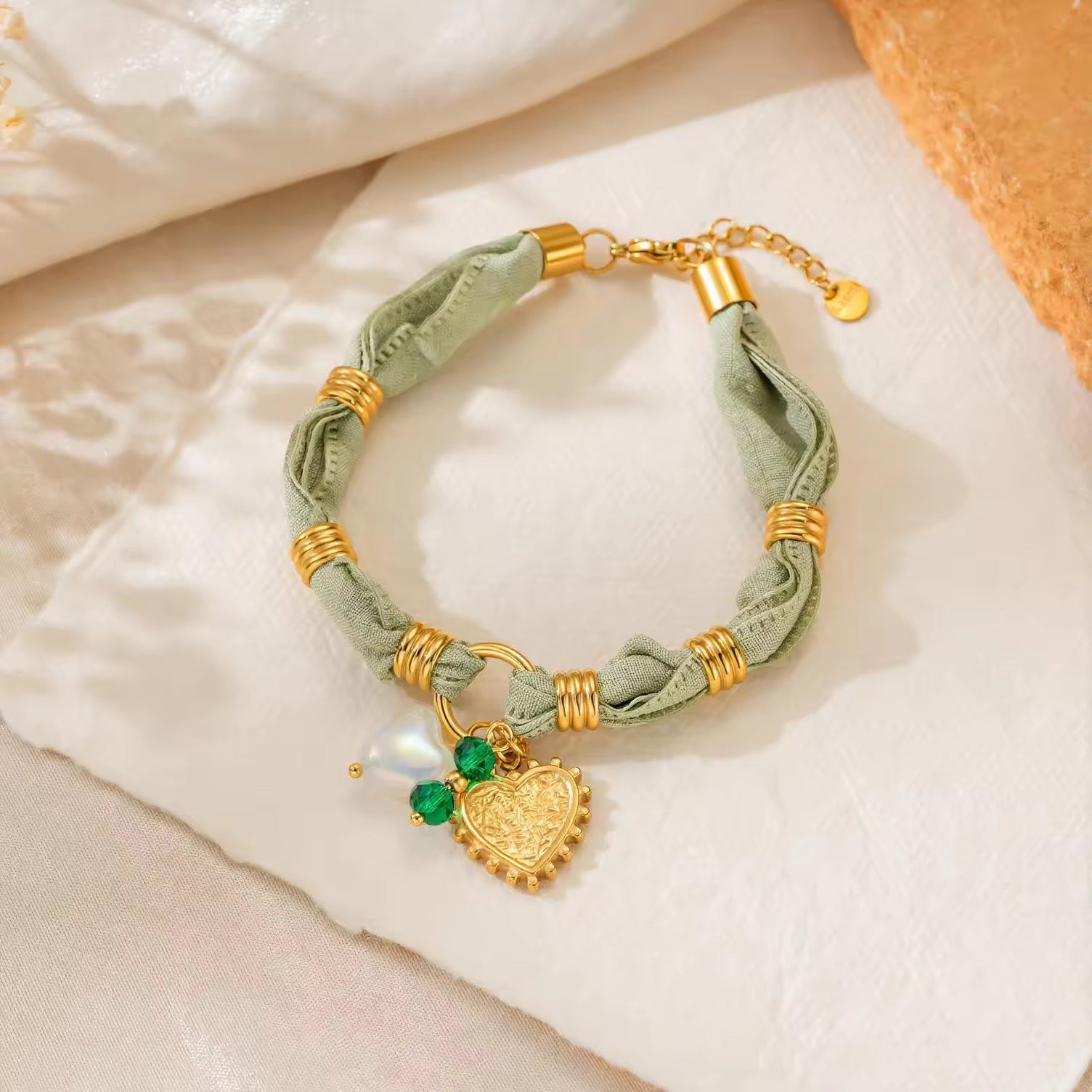 Olive Glow Charm Bracelet