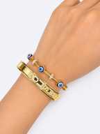 Personalised Bangle + Evil eye Stack